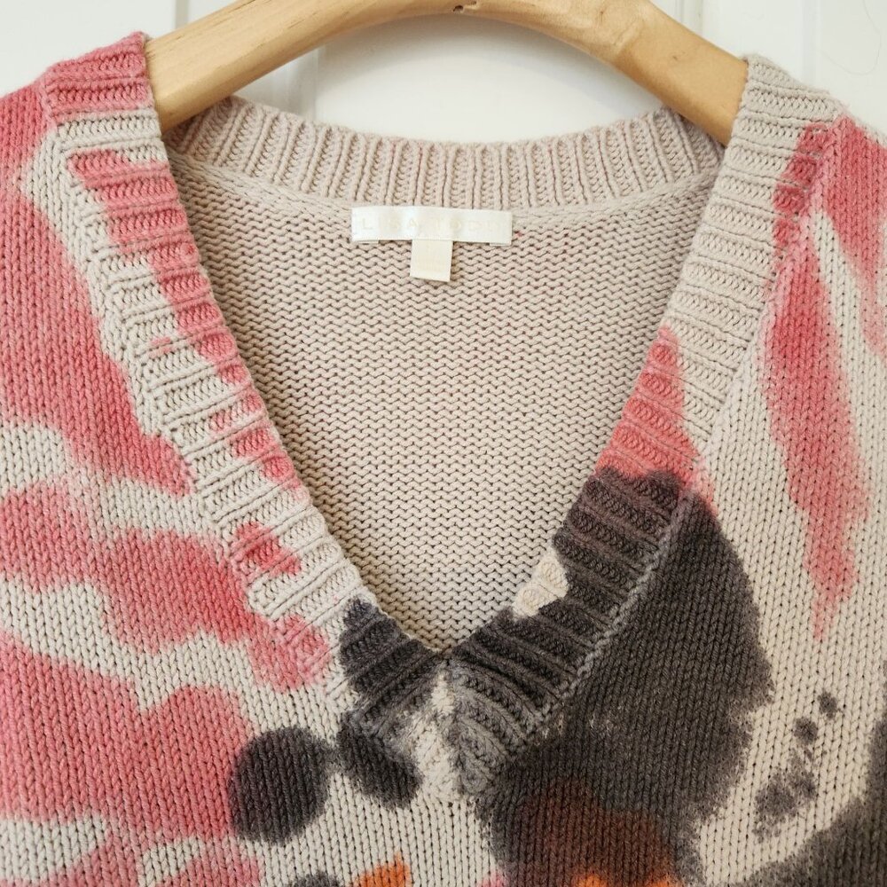 Lisa Todd Catching Rays Sweater V Neck Oversized Colorful Boho Soft Cute Small - Picture 3 of 12